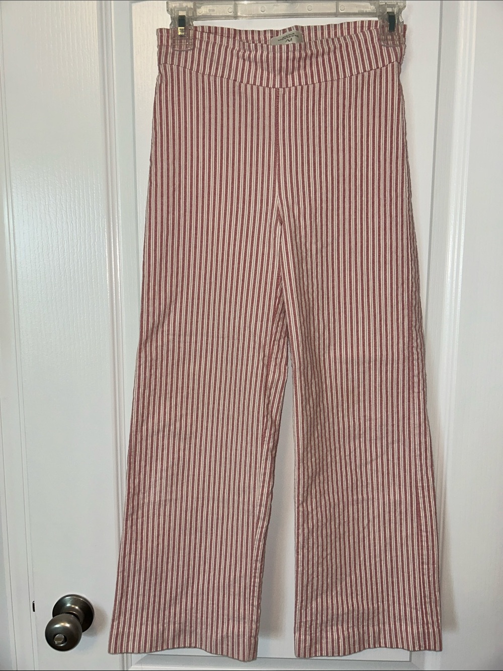 Striped Wide-Leg Knit Pants in Blush Pink